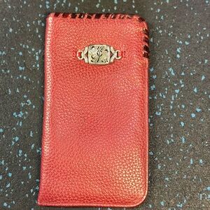 Brighton Red Leather Sunglass pouch with Silver Emblem